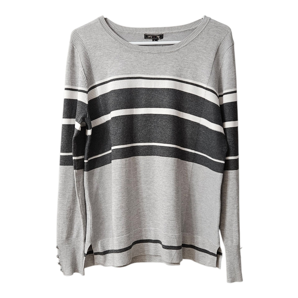 Lety & Me Elsie Side Ribbed Pullover NWT Women's Large Gray Stitch Fix